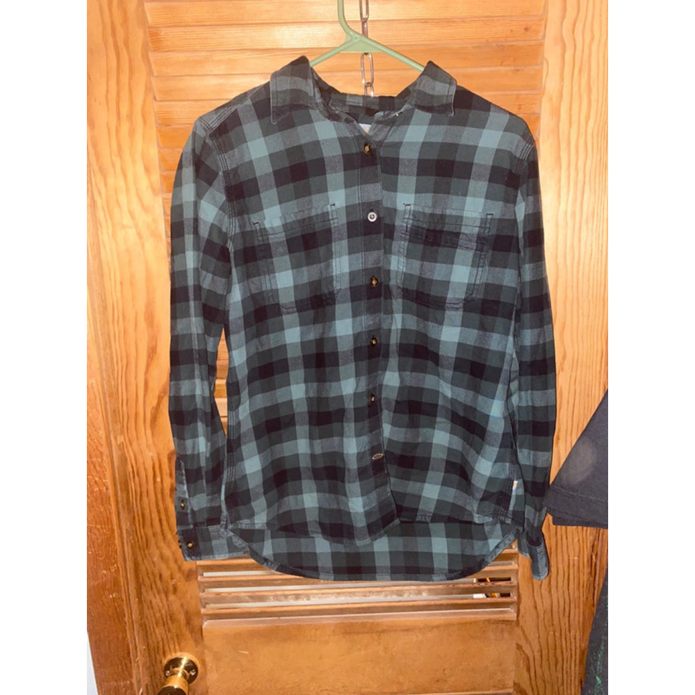 Carhartt 103226 Hamilton Balsam Green Plaid Button-Down Shirt Size Medium